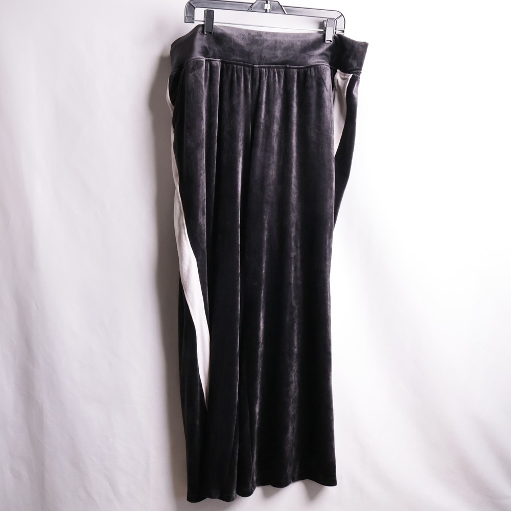 Livi Lane Bryant Black Velvet Wide Leg Side Stripe Lounge Pants 18/20 Velour Y2K